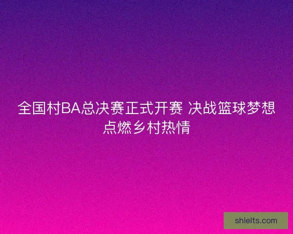 全国村BA总决赛正式开赛 决战篮球梦想点燃乡村热情