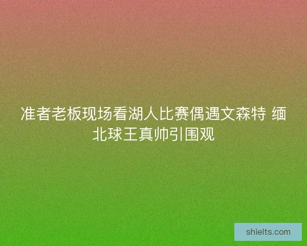 准者老板现场看湖人比赛偶遇文森特 缅北球王真帅引围观